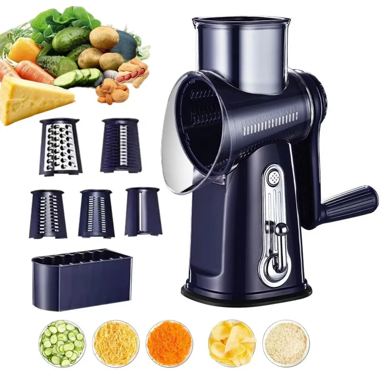 Vegetable Slicer Cutter Manual Drum Grater Multifunction Rotary Cheese Grater Kitchen Veggie Chopper Food Shredder Meat Grinder
