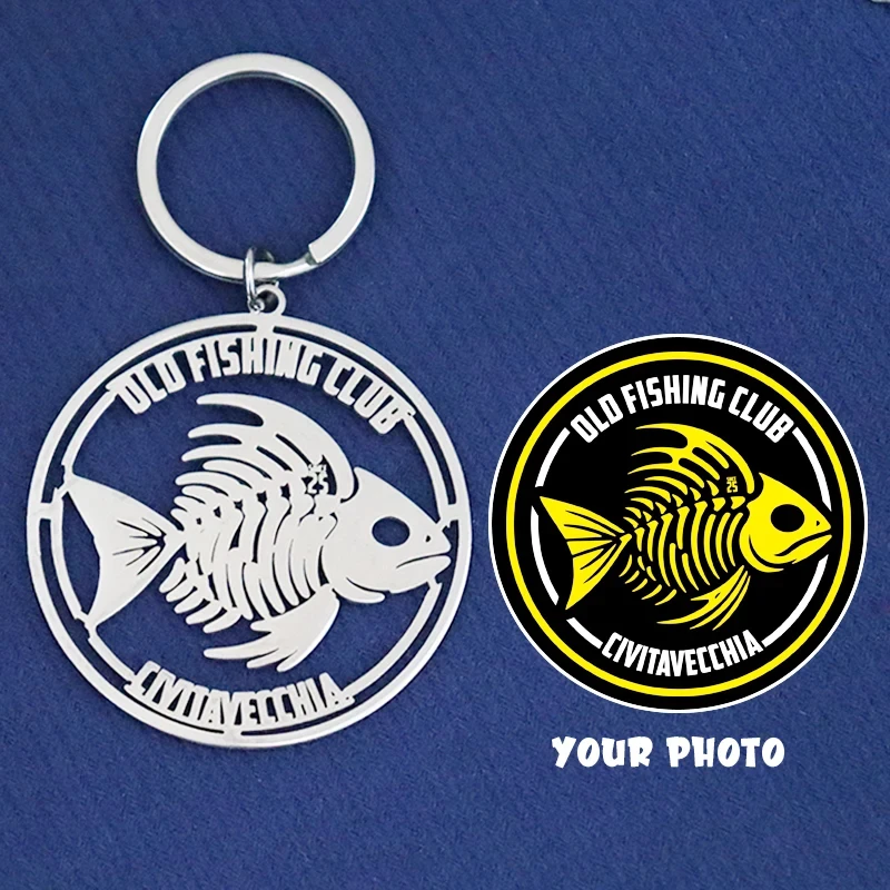 Custom 45mm Photo Keychain Personalized Kids Drawing Picture Keyring Customized Company Logo Souvenir Commemorative Metal Gift
