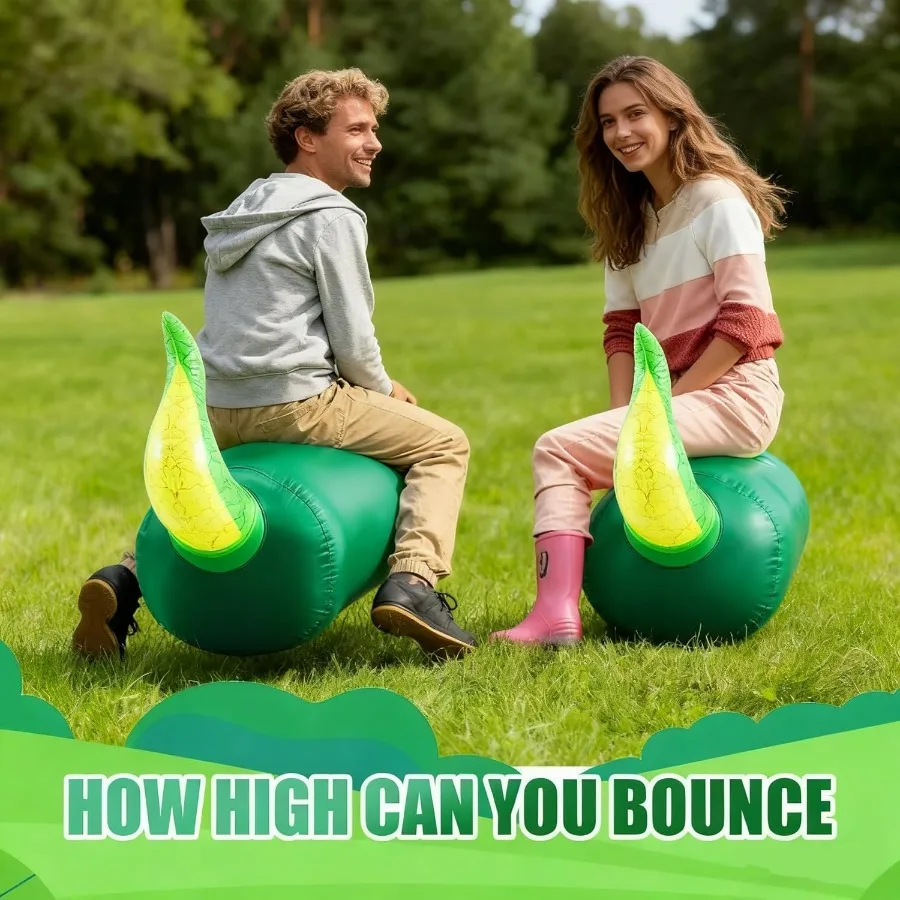 4 قطع لعبة قفز ديناصور عملاقة قابلة للنفخ مقاس 51 بوصة للركوب على الحارس لهدايا حفلات أعياد الميلاد تدعم ما يصل إلى 250 رطلًا مشرق C