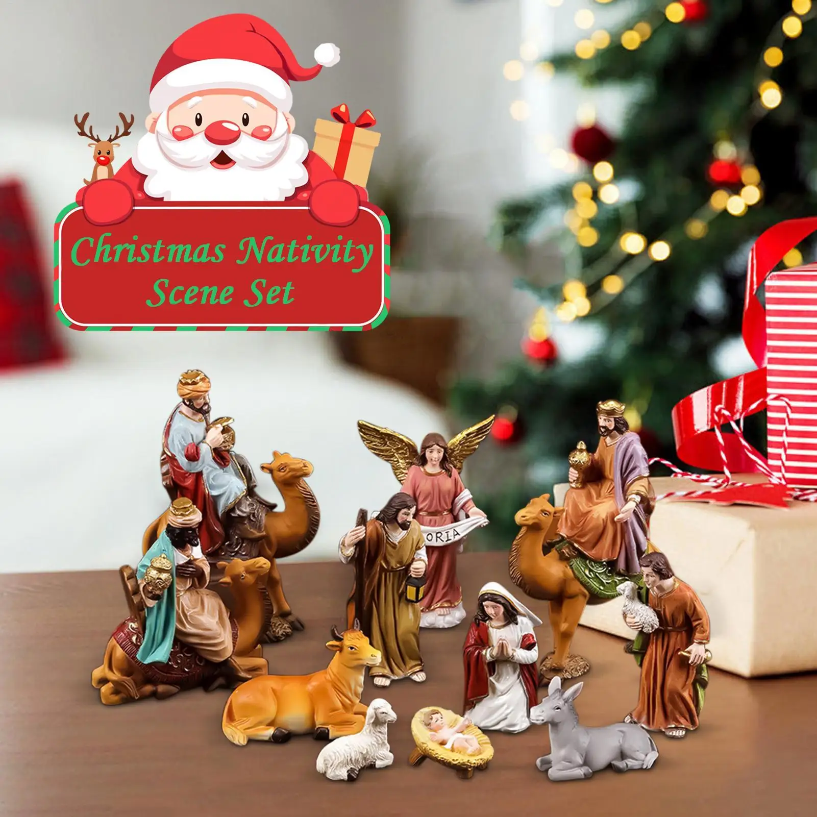 

Holy Family Statue Religious Decor Desktop Statue Resin Holy Family Figurine Craft For Christmas Church Groups Fireplace Display