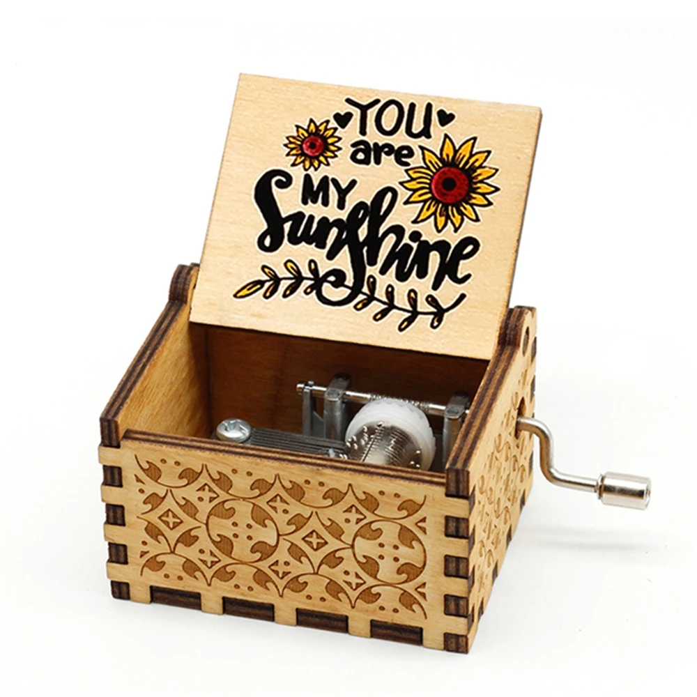 You Are My Sunshine Music Box, Color Printing Wooden Hand Crank Musical Box, Birthday Gift for Girlfriend, Children\'s Day Gift