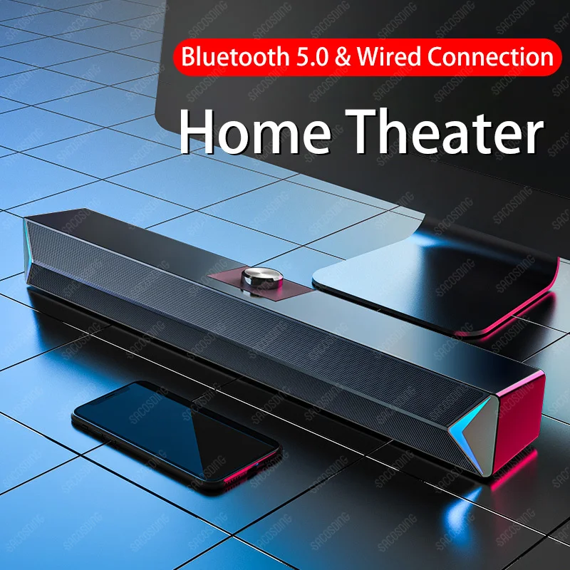 

2024 TV Sound Bar компьютерные колонки AUX USB Проводная Беспроводная Bluetooth Колонка ПК система домашнего кинотеатра светодиодный Stereo Surround SoundBar