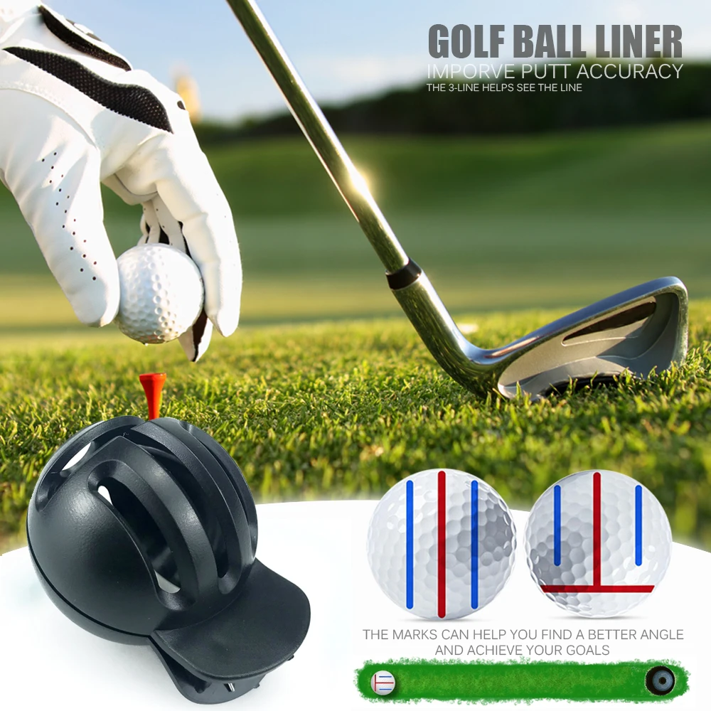 3 Lines Golf Ball Line Marker Clip On Golf Ball Liner Double Sided Alignment Marking Tool Golf Putting Training Accessory