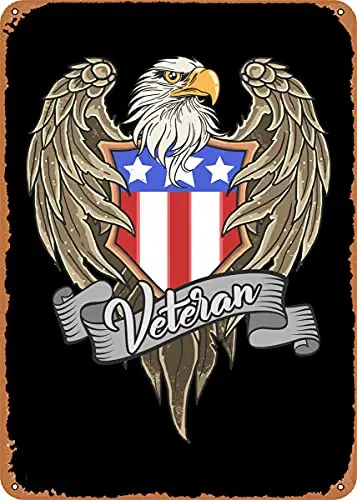 

Veteran 13# Metal Tin Sign Wall Decor Man Cave Military Fan Gift Home Bar Pub Decorative Military Posters 12x8 Inch