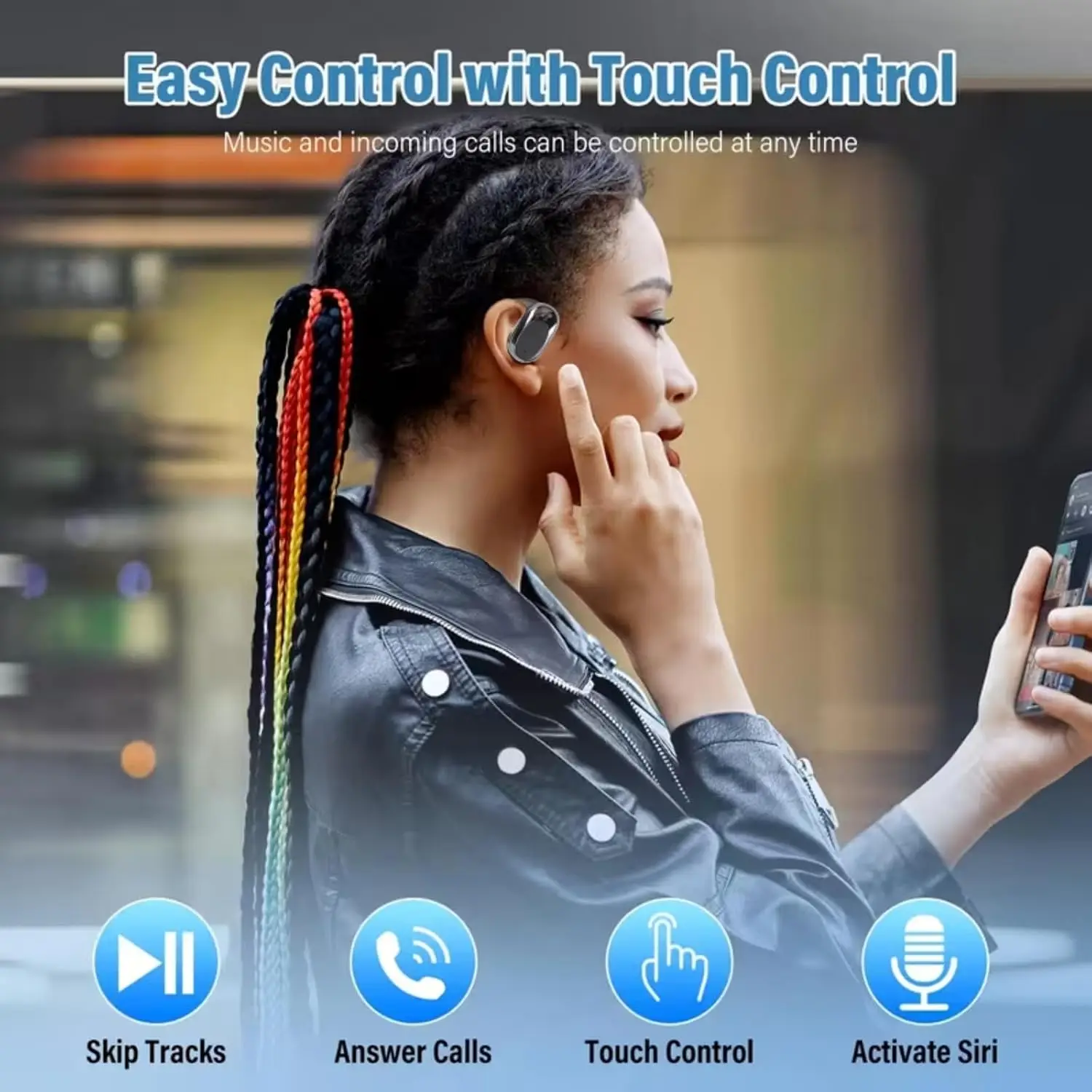 Wireless Headset and Headphones featuring ENC Mic BT 5.4 90° Rotatable Hook 16mm Bass IPX5 LED Display for Fitness.