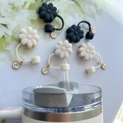 Creamy white Accessory Straw Cap, 26 letter silicone straw cover Dustproof straw cover suitable for glass and water bottles