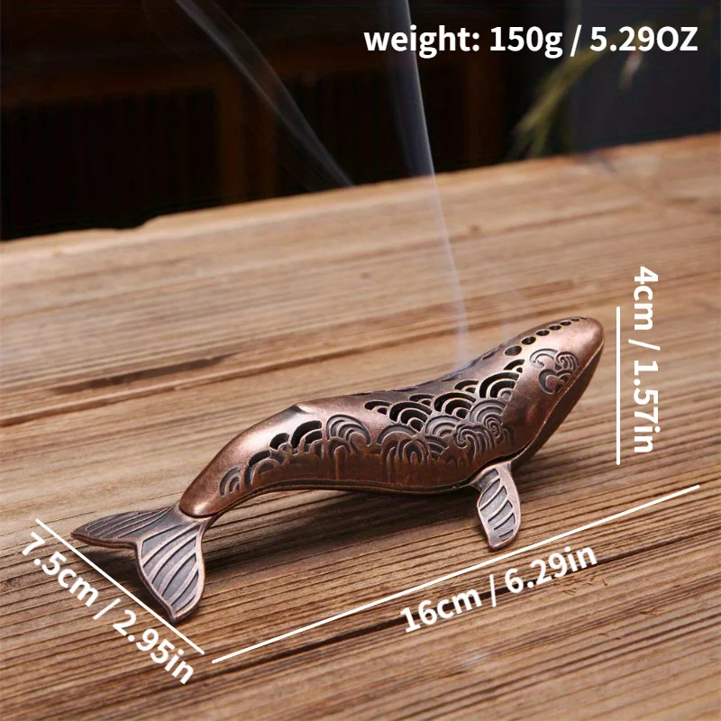 1Pc Whale Small Incense Holder Sea Animal Figurine Desktop Ornament Ocean Decor Farmhouse Style Home Accessory