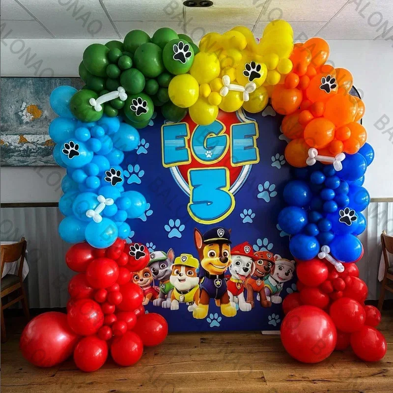 127 peças de Balões Temáticos Patrulha Canina, Balão de Número Azul, Decoração de Festa de Aniversário Infantil, Presente para Bebê, Balão Chase Skye