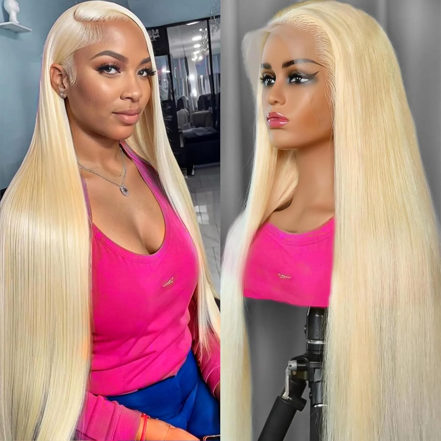 

13x6 HD Transparent Lace Frontal Human Hair Wigs 613 Blonde Brazilian Straight Lace Front Human Hair Wigs Can Be Dyed Any Color