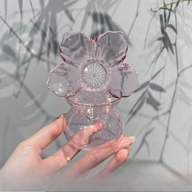 

High Borosilicate Glass Pink Flower Shaped Tea Infuser HeatResistant Strainer for Loose Leaf Tea Chinese Tea Accessory