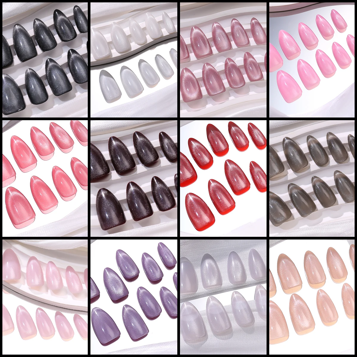 Multiple styles of cat eye fake nails, 30 pieces of nail decoration, portable to wear, suitable for any occasion