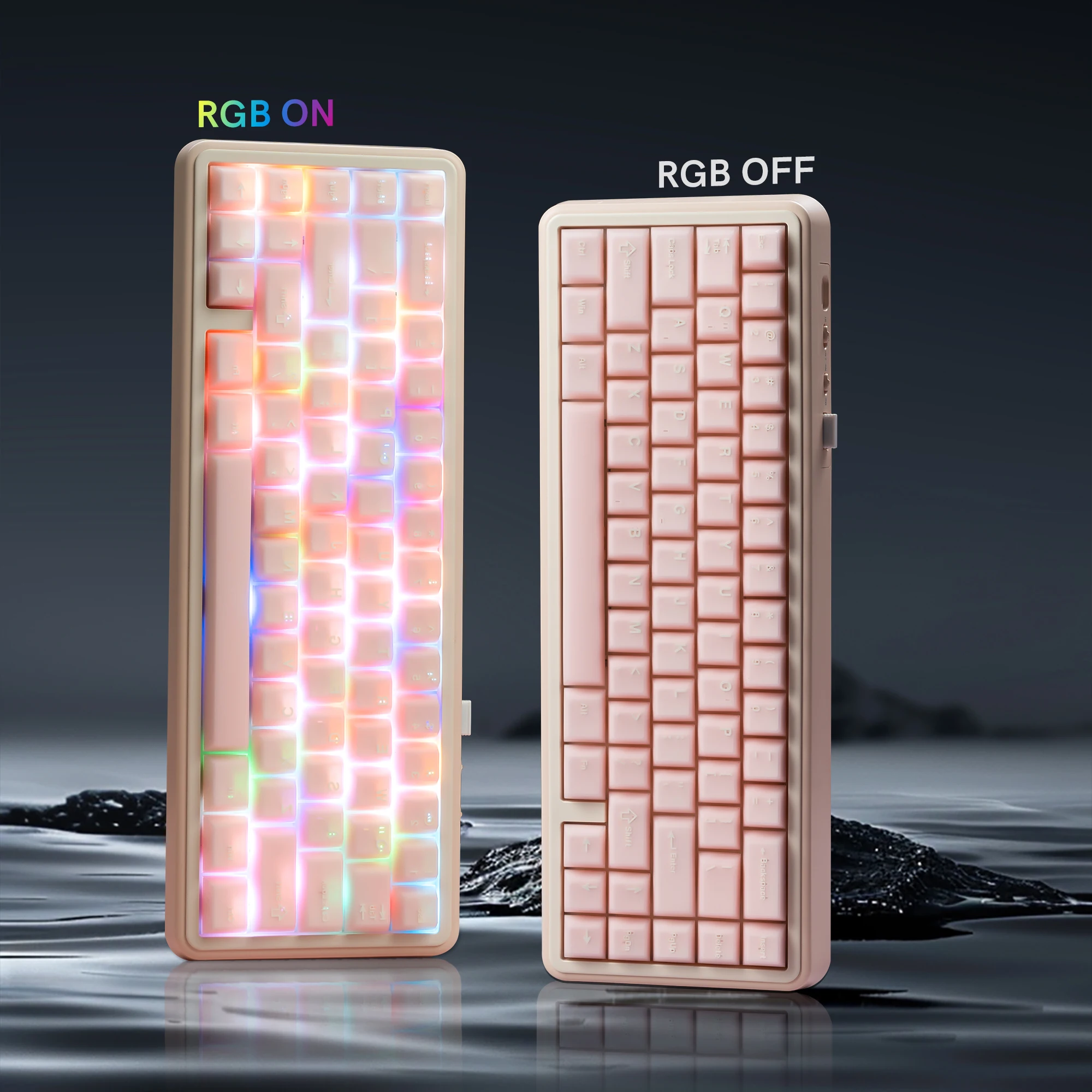 

Womier Semi-transparent Double Shot ABS Keycaps 121 Key Cherry Profile Pink Translucent Keyboard Keycap for MX Switches Keyboard