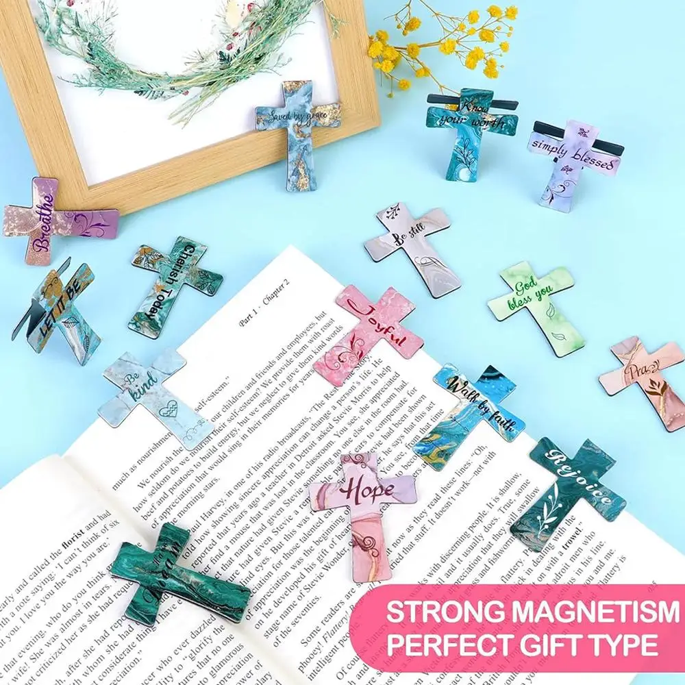 علامة مرجعية مغناطيسية من الجلد على شكل متقاطع، محدد قراءة الكتب الورقية، محدد موقع القراءة