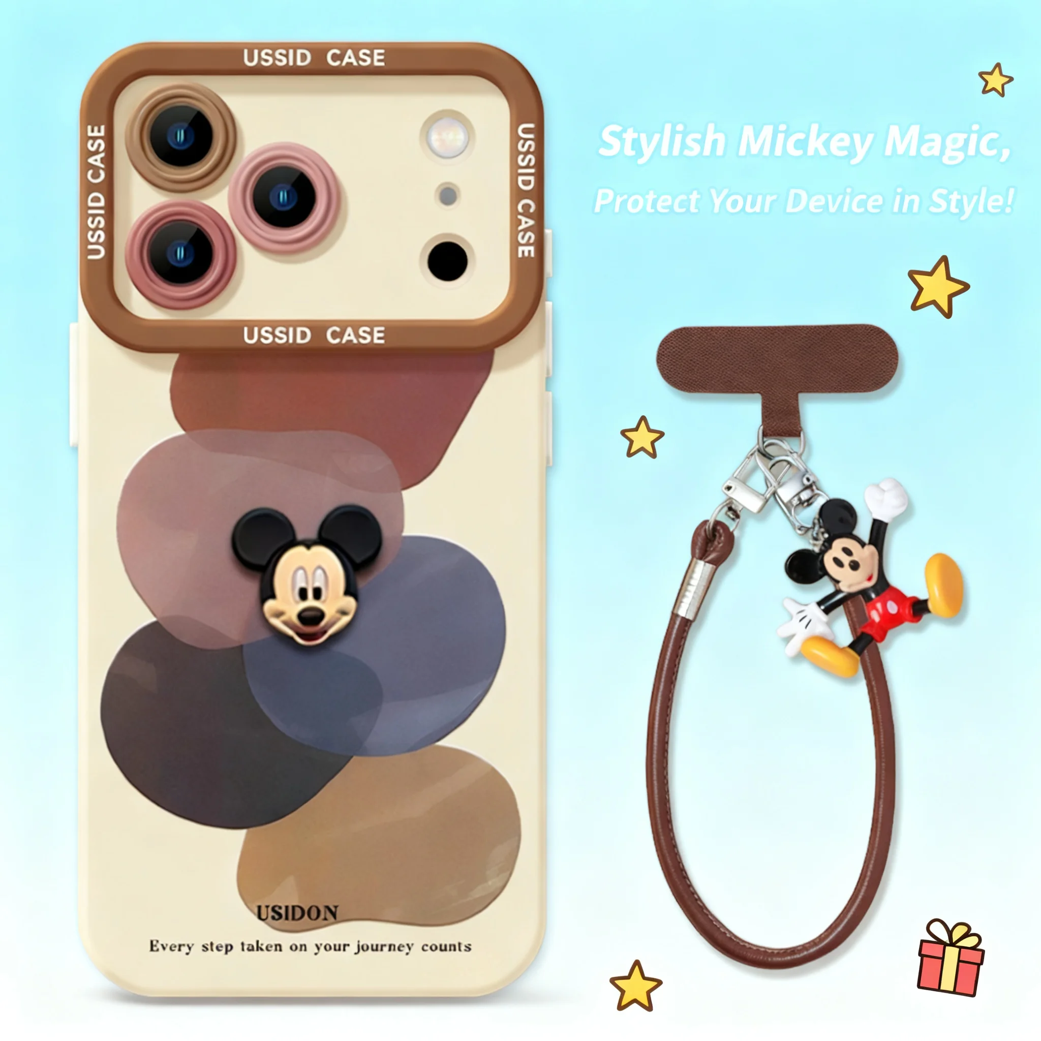 

Brown Mickey 17 Phone Case New 17 Promax Silicone Simple With Lanyard 17 Air Protective Cover 16
