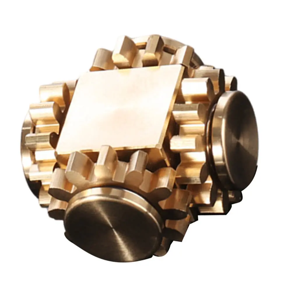 1pc Brass Gear Gyro Mini Decompression Plaything For Kids Adults Portable Fingertip Stress Relief Cube Game Hobby
