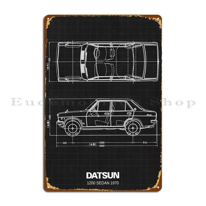 Datsun 1200 Sedan 1970 Metal Sign Garage Classic Create Personalized Cinema Tin Sign Poster