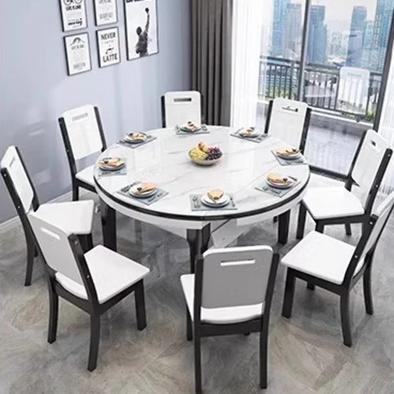 

Modern Luxury Dining Table Japanese Minimalist Elegant Round Dining Table Restaurant White Mesa Comedor Decoration Accessories