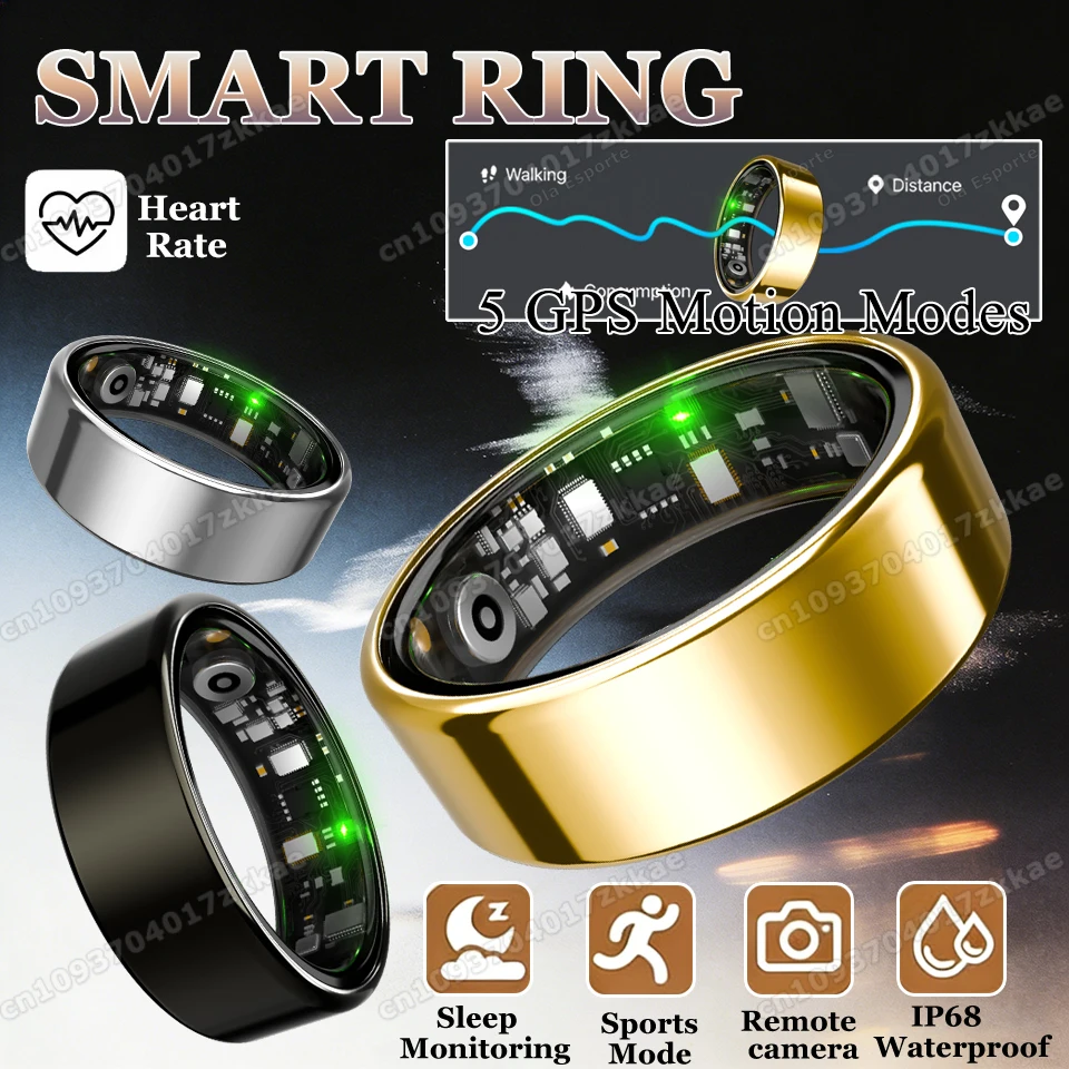 Ola Esporte Smart Ring Heart Rate Blood Pressure Sleep Monitoring GPS Motion IP68 Waterproof Men Women Smart Ring Holiday Gift