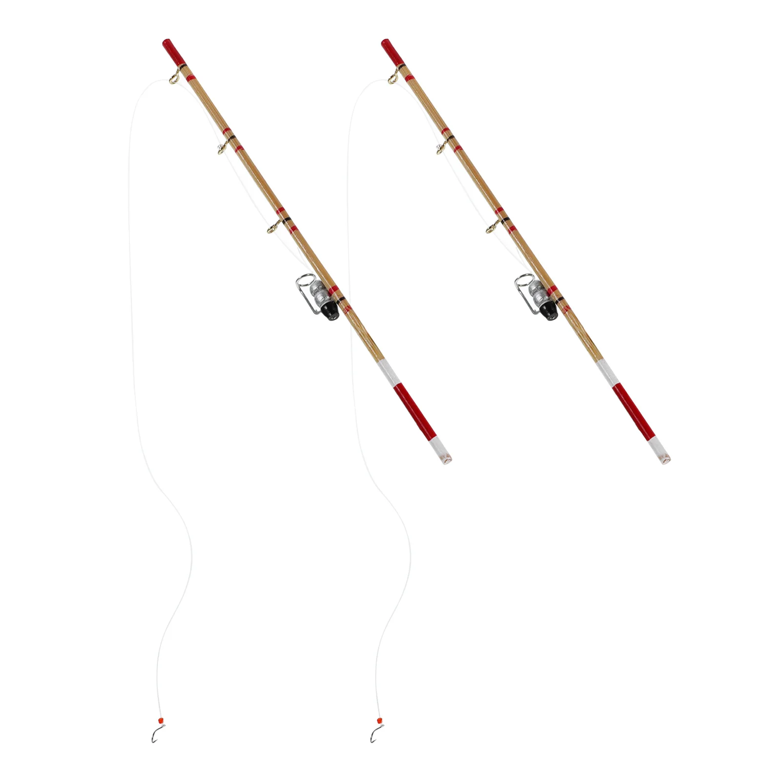 2 Pcs Miniature Fishing Pole Toy Food and Play Model Poles House Adornment Rod