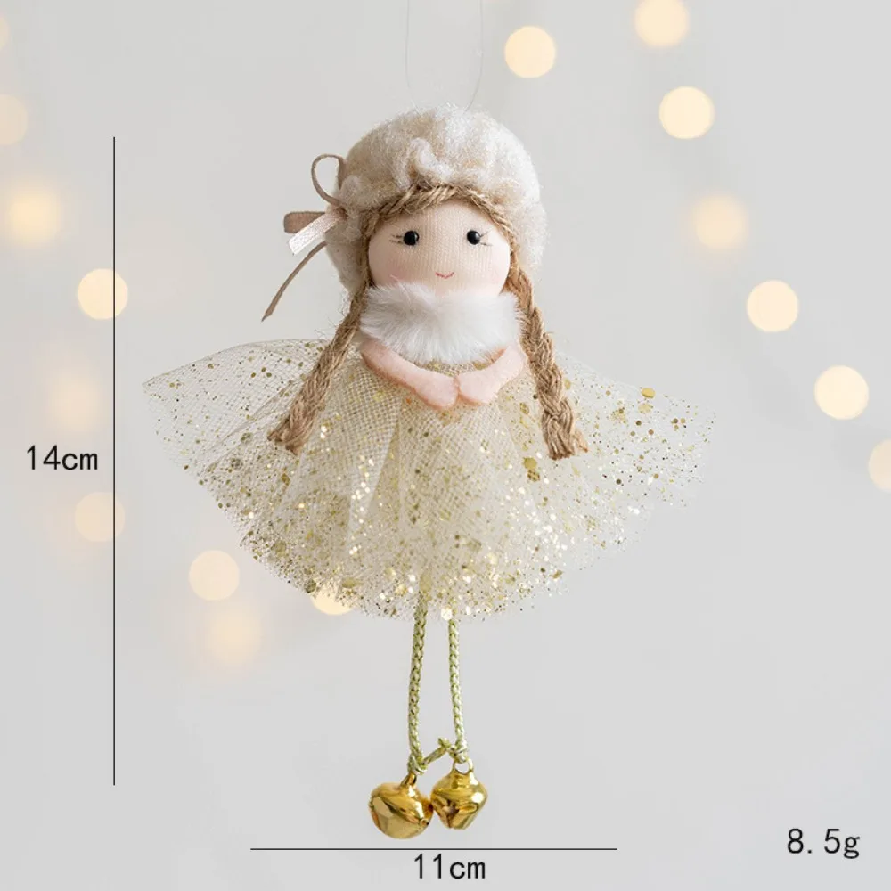 Christmas Cute Sarong Angel Girl Doll Christmas Tree Pendant Decoration Golden Pink Angel Girl Merry Christmas Supplies