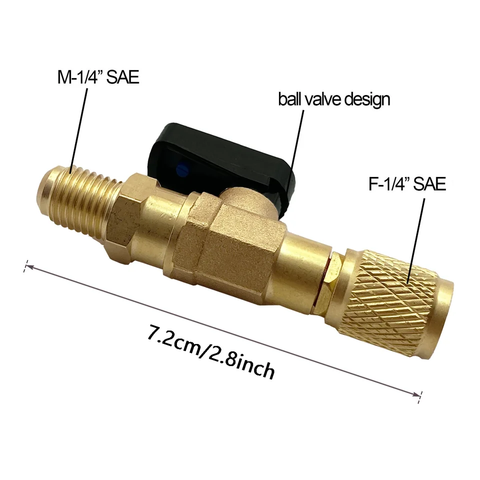 Gohantee Kugelhahn Adapter 1/4 SAE – 3 Stück, Messing, 800 Psi, Für R134a R410a R22, Klimaanlagen Service