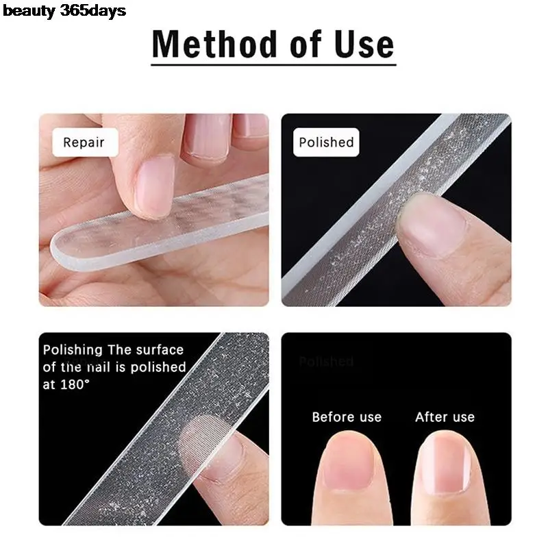 Nail File Women Buffing Transparent Sanding Polishing Durable Crystal Nail Buffer Shine Polisher For Natural Fingernails Toenail