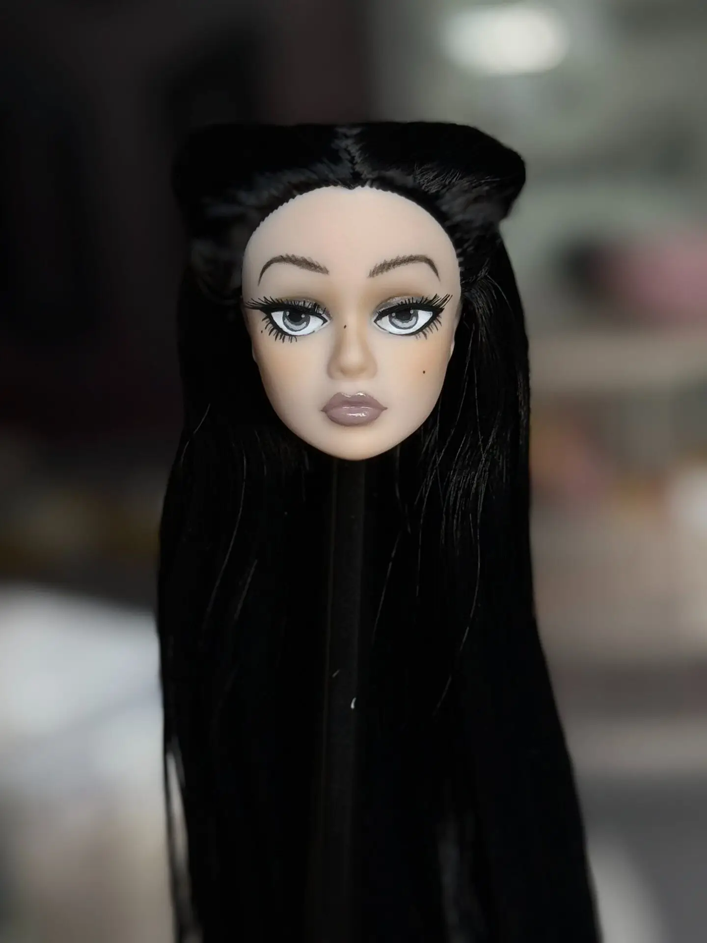 Collectible OOAK Poppy Parker FR Doll Head, Custom Art Repainted Face, Soft Saran Hair Reroot, DIY Replacement Doll Head Part Wi