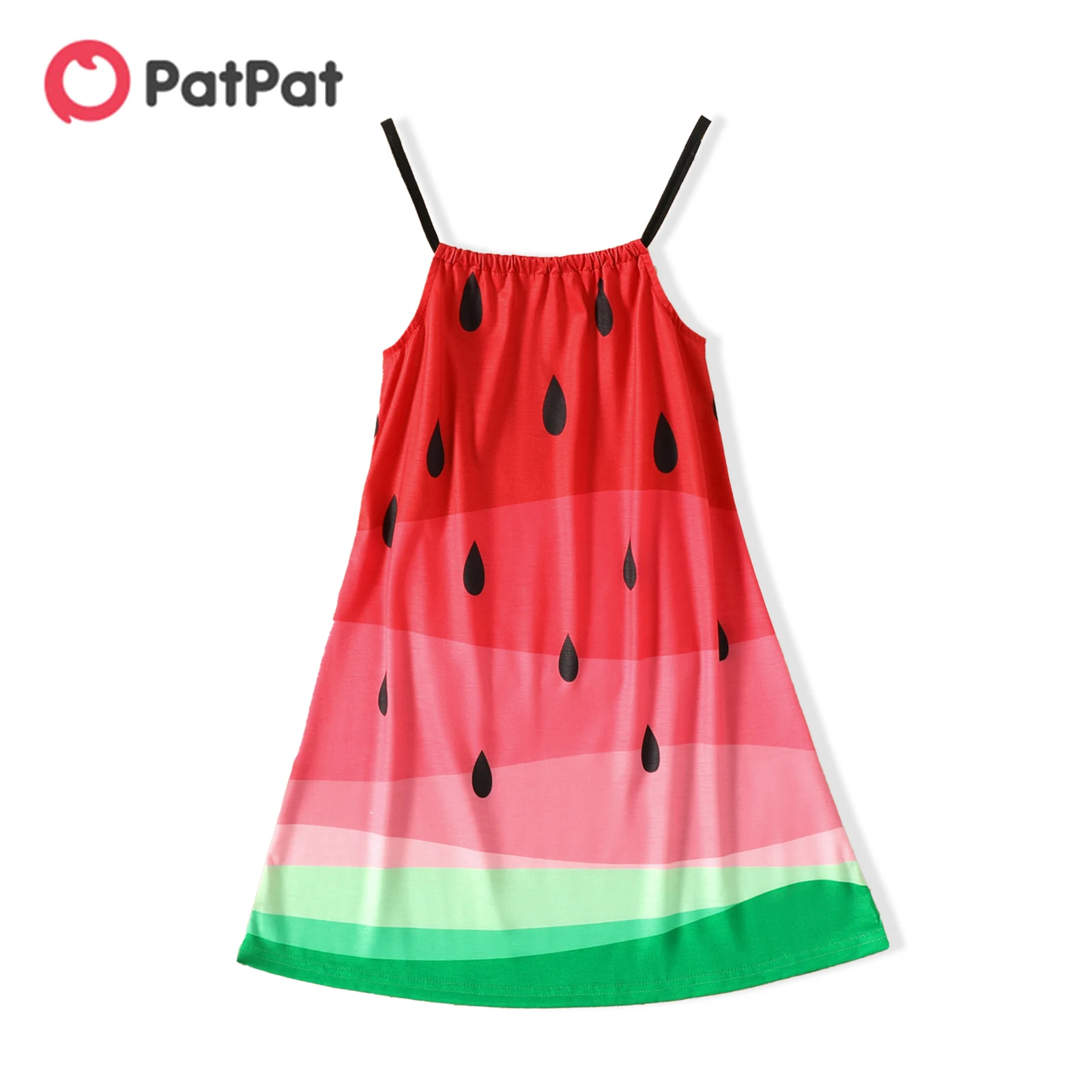 PatPat Kid Girl Watermelon Print Colorblock Cami Dress