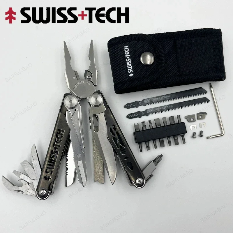 Imagem -03 - Swiss Tech-alicate Multitool Folding Multi Tool Tesoura Cortador Substituível Lâmina de Serra Edc Outdoor Camping Equipment 37 em 1