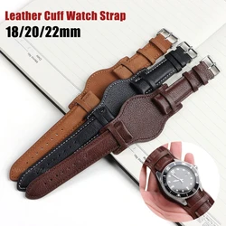 Genuine Leather Strap for Fossil 18mm 20mm 22mm Leather Cuff Watch Strap With Mat Wrist Protection Business Watch Band Universal
