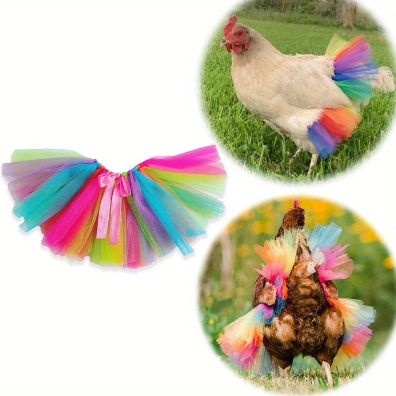 

Новый стиль, пышная юбка для домашних животных, курицы, утки, гуся, тюлевая лента с завязками вручную, красочная юбка-пачка в вертикальную полоску, юбка средней длины