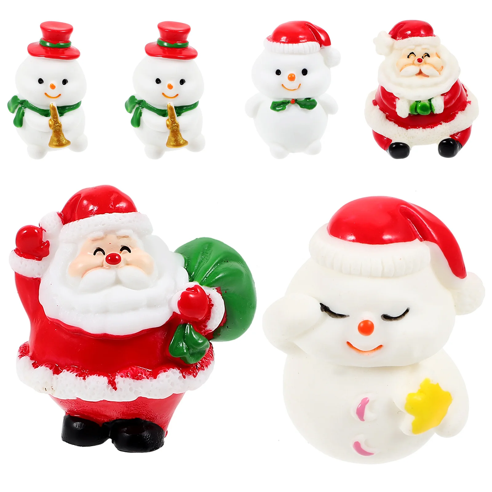 

6Pcs Snowman Decorations Resin Christmas Style Mini Adornments for Miniature Landscape Bonsai Xmas Scene Arrangement