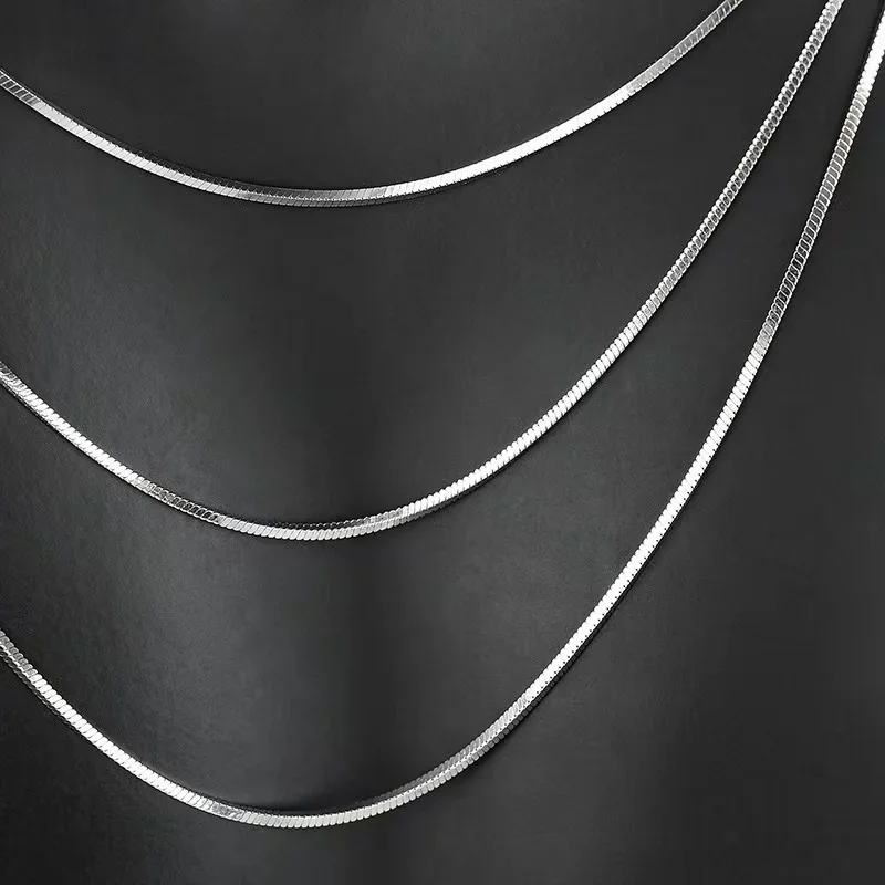 1,2 mm 316 Edelstahl Halskette Silberfarben Quadratische Schlangenkette Hip-Hop Herrenschmuck INS Accessoires Geschenk – Detail 5