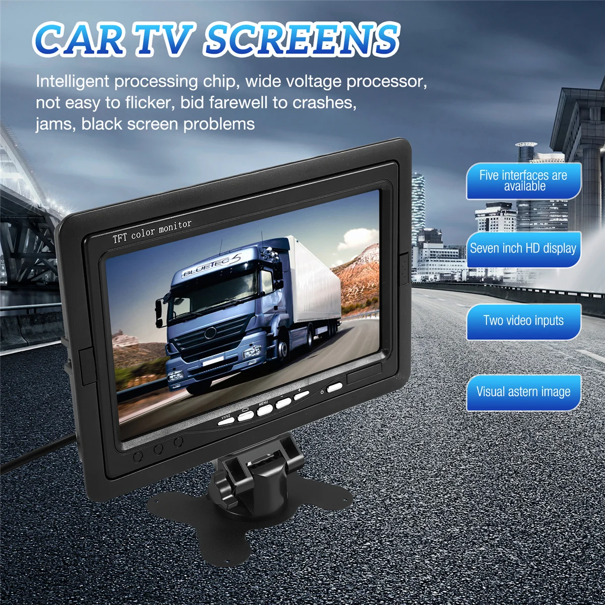 HOT AC18 Mini TV 7 Inch HD Monitor 800X480 Portable Car LCD Screens on DVD/CMMB Two Input for Passenger Cars Trucks