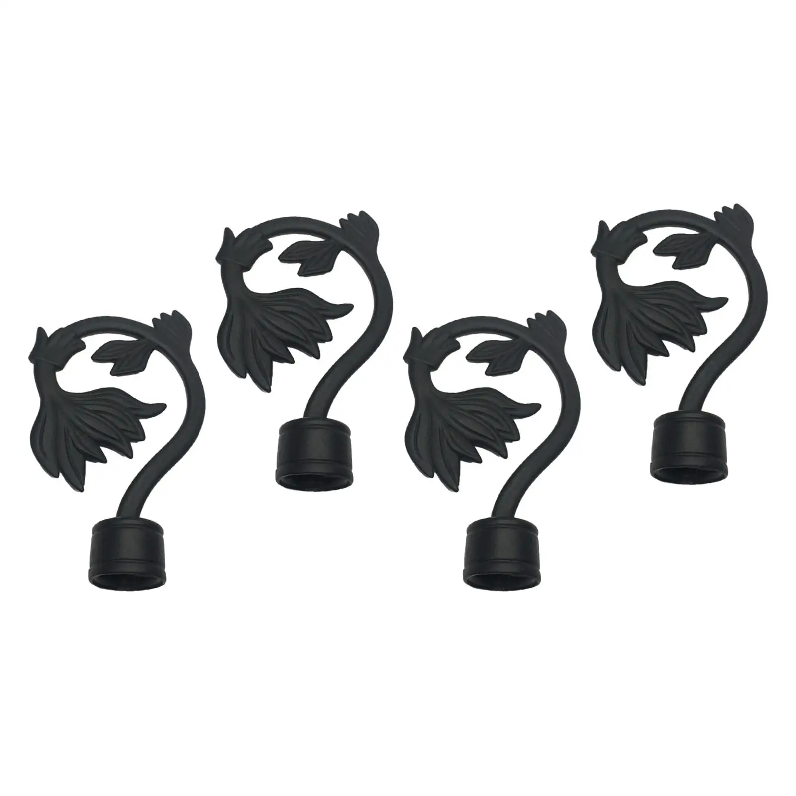 Decorative Rod And Finial Set for Curtain Rod And Rod, 4 Piece, Black