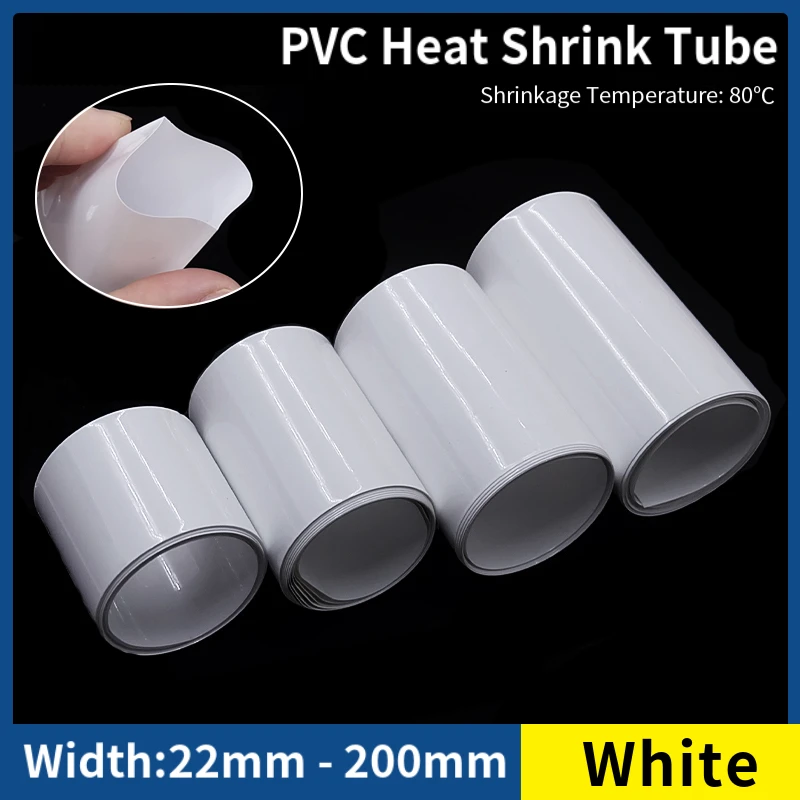 18650 Lipo Battery PVC Heat Shrink Tube Pack 22mm ~ 200mm Insulation Film Wrap Lithium Case Tubing Protection Cable Sleeve White