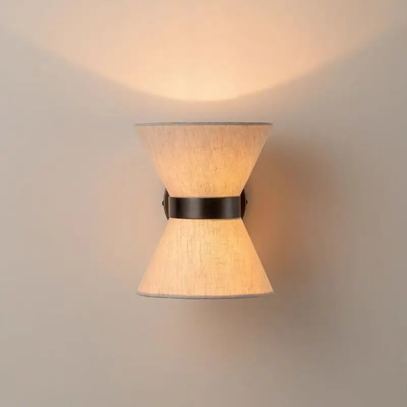 الشمال وابي سابي القنب اللون النسيج الفن الجدار ضوء الحد الأدنى صالون غرفة نوم السرير الممر جو داخلي LED تركيبات مصابيح #1