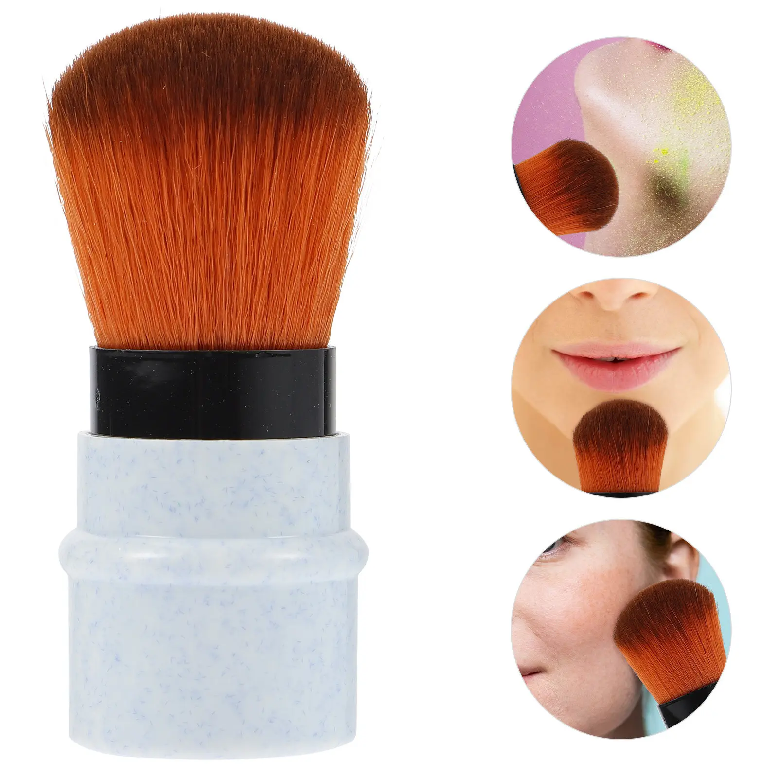 Marble Pattern Retractable Blush Brush – Ultra-Soft Dense Bristles, Skin-Friendly & Easy to Clean