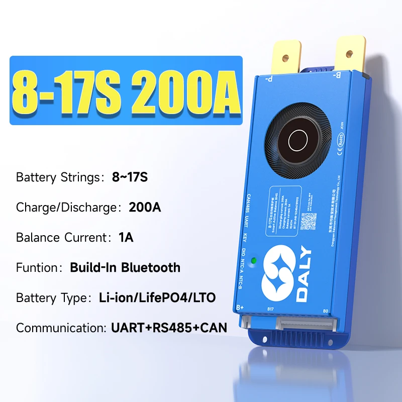 DalyBMS LiFePo4 4S 12V 8S 24S 16S 48V 60A 100A 150A 200A 250A 3.2V BMS BT CAN für Heimenergiespeicher Golfwagen Wohnmobile Schiffe