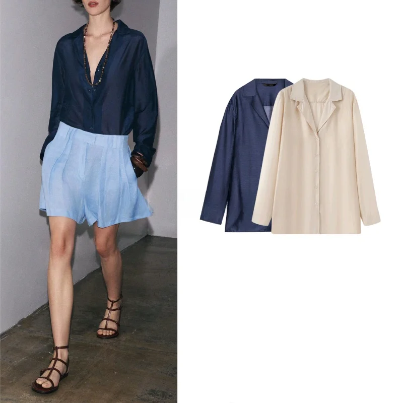 Jesienna damska prosta asymetryczna spódnica z mieszanki jedwabiu, długa, z kołnierzykiem, luźny krój, europejska moda.