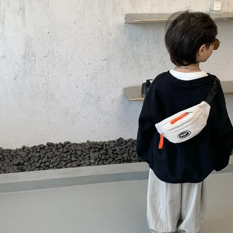 Nieuwe Mode Schattige Kinder Borsttas Een Schouder Crossbody Heuptasje Canvas Diagonale Tas Meisje Jongen Rits Tas Portemonnee