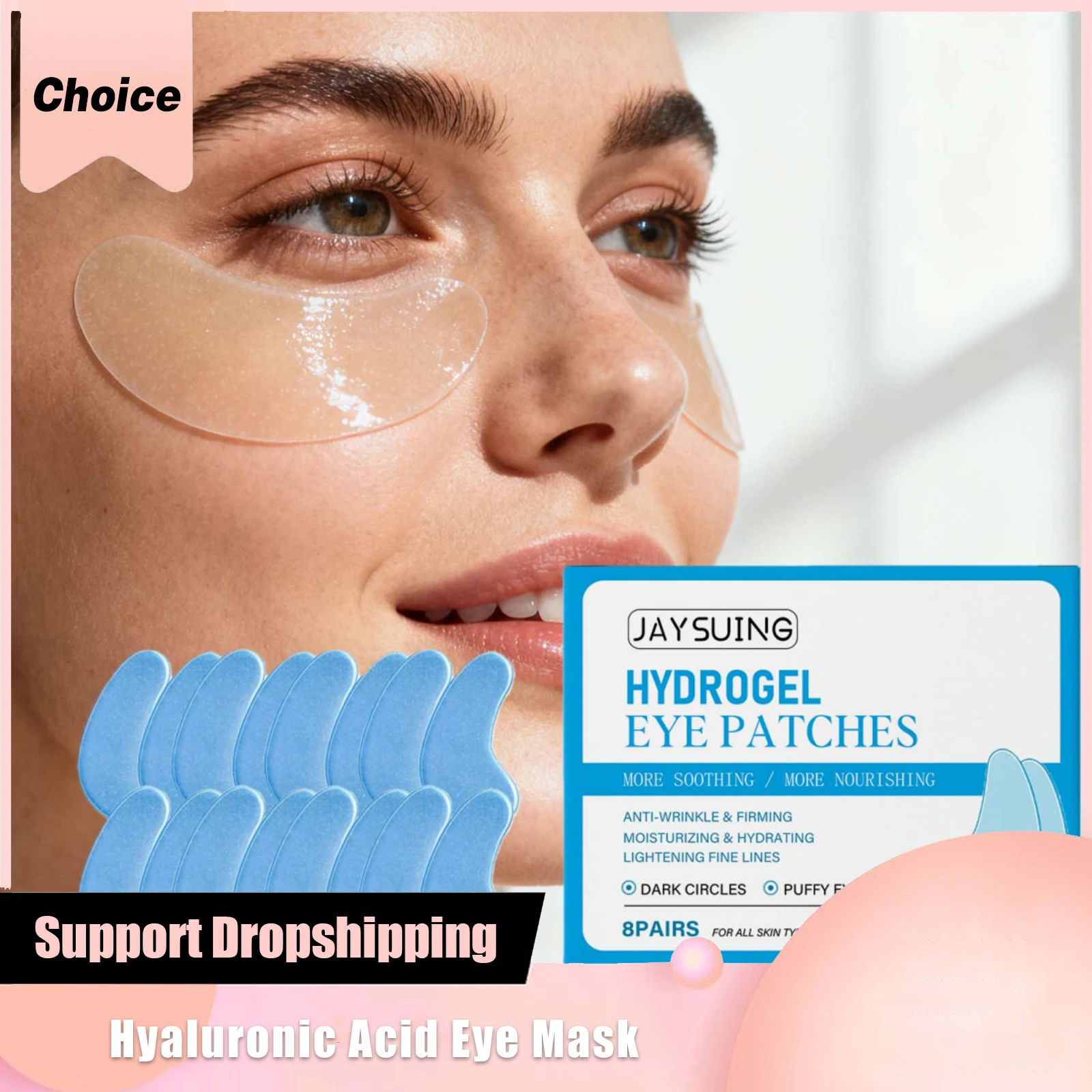 

Hyaluronic Acid Moisturize Eye Mask Firm Skin Relieve Fine Lines Anti-Puffiness Reduce Dark Circles Brighten Crystal Eye Patches