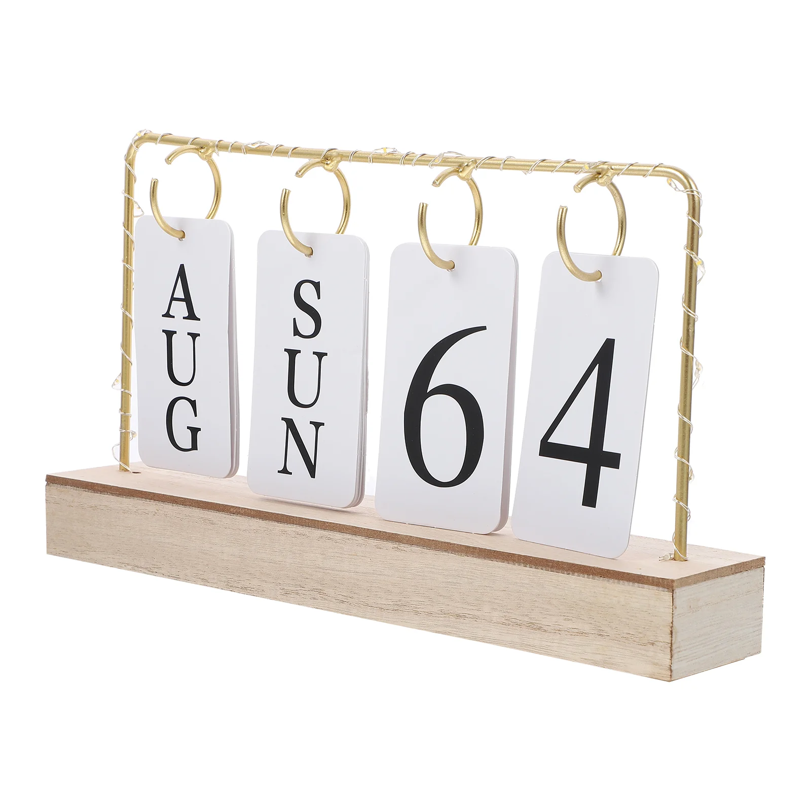 

Vintage Wooden Perpetual Calendar Flip Month Date Display With LED Light For Office Home Decoration Photography Props Advent