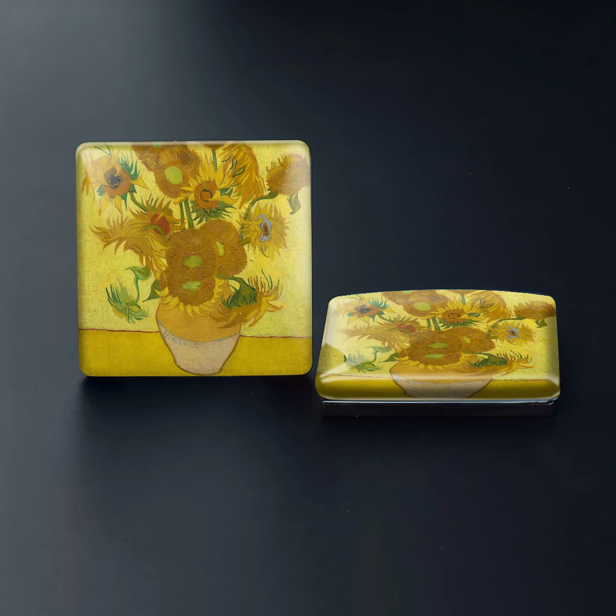 1PC 30MM Square Van Gogh's Oil Paintings Pattern Glass Refrigerator Sticker Van Gogh's Oil Painting Home Decoration BirthdayGift
