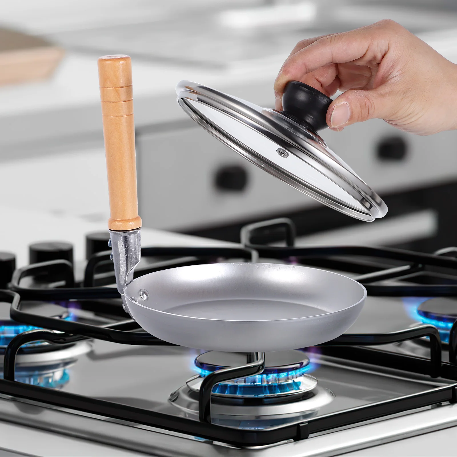 

Japanese Oyakodon 17CM Vertical Handle Gas Stove Glass Cover Non Tamagoyaki Pan With Vertical Handle Coated Kitchen Use