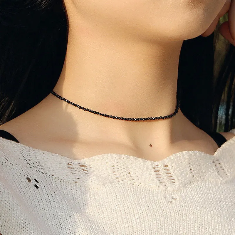 Gargantilla corta con cadena de cuentas de cristal para mujer, joyería femenina, collares dulces, bisutería para mujer, regalo de fiesta para mujer