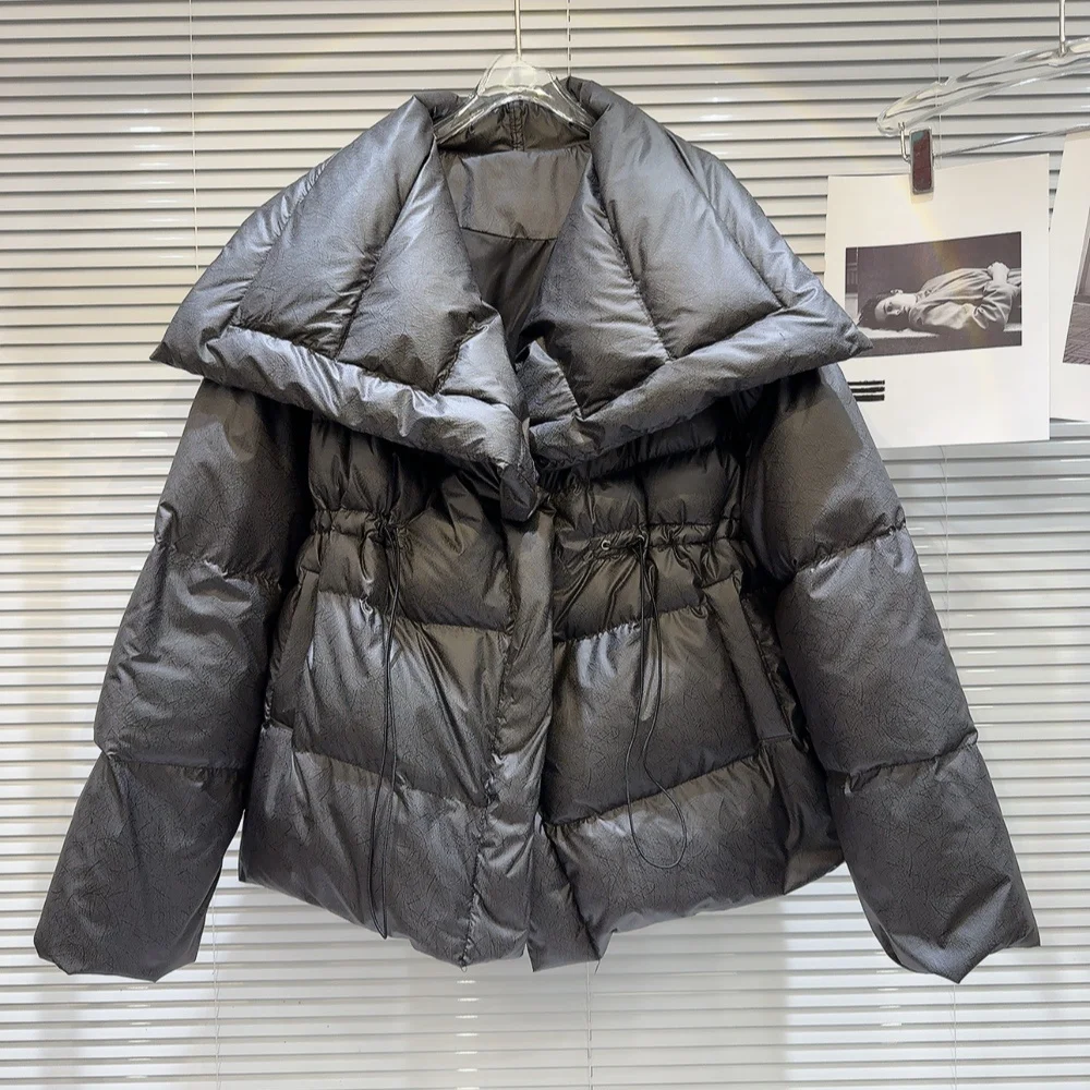 

Trendy Winter Cotton Jaet Dstring Warmth Collar Large Corduroy Fabric Coat Long Sve Thiened Commute Sle Women's C...