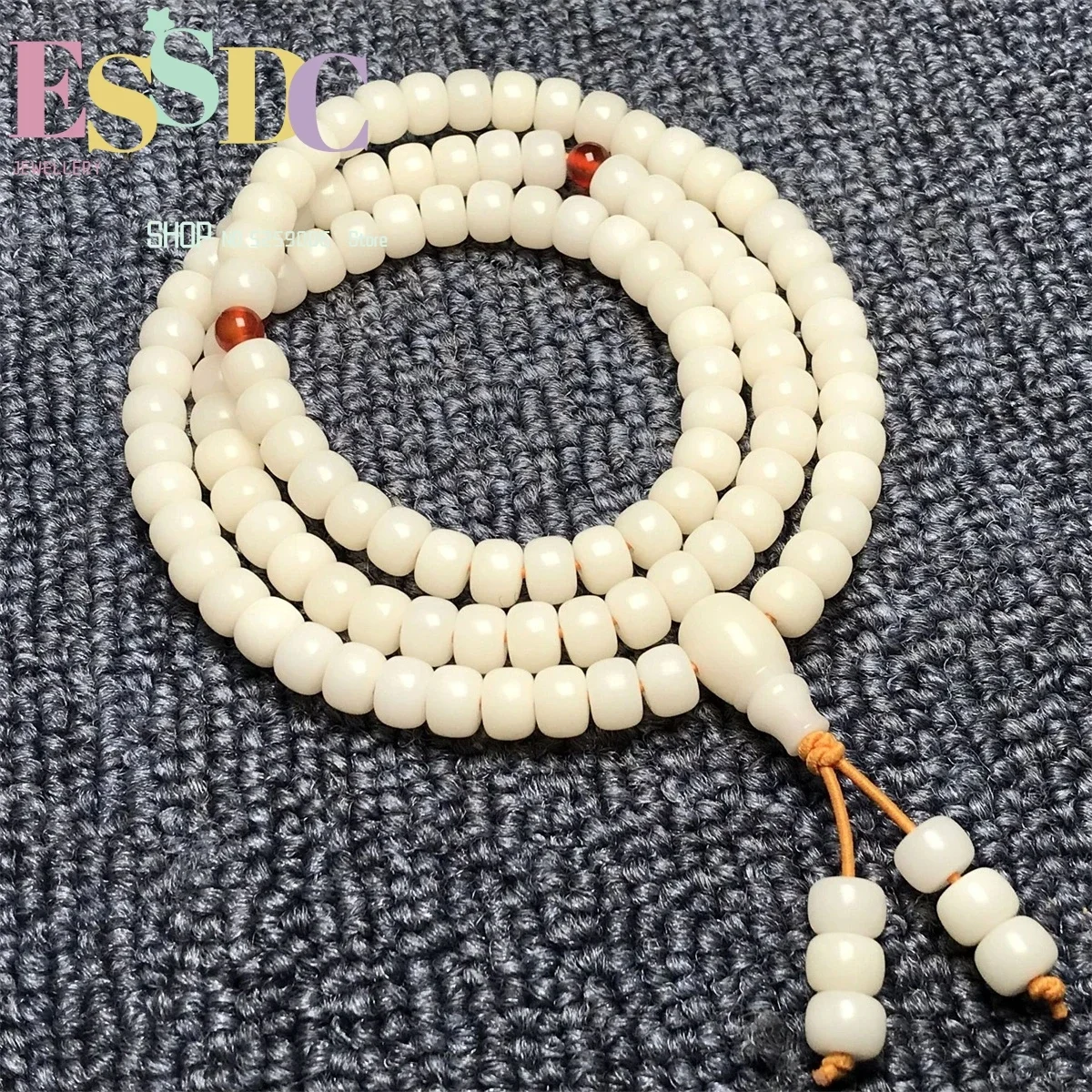 

White Jade Bodhi Root Barrel Bead Apple Circle 108 Bracelets New Diy Water Drop Tee With Jewelry Fashion Women's Men's Amulet