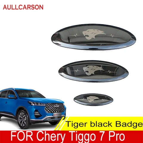 Для Chery Tiggo 7 Pro 2021 2022 2023 Тигровая Черная Нержавеющая искусственная значок наклейки отделка Аксессуары для стайлинга 3 шт.
