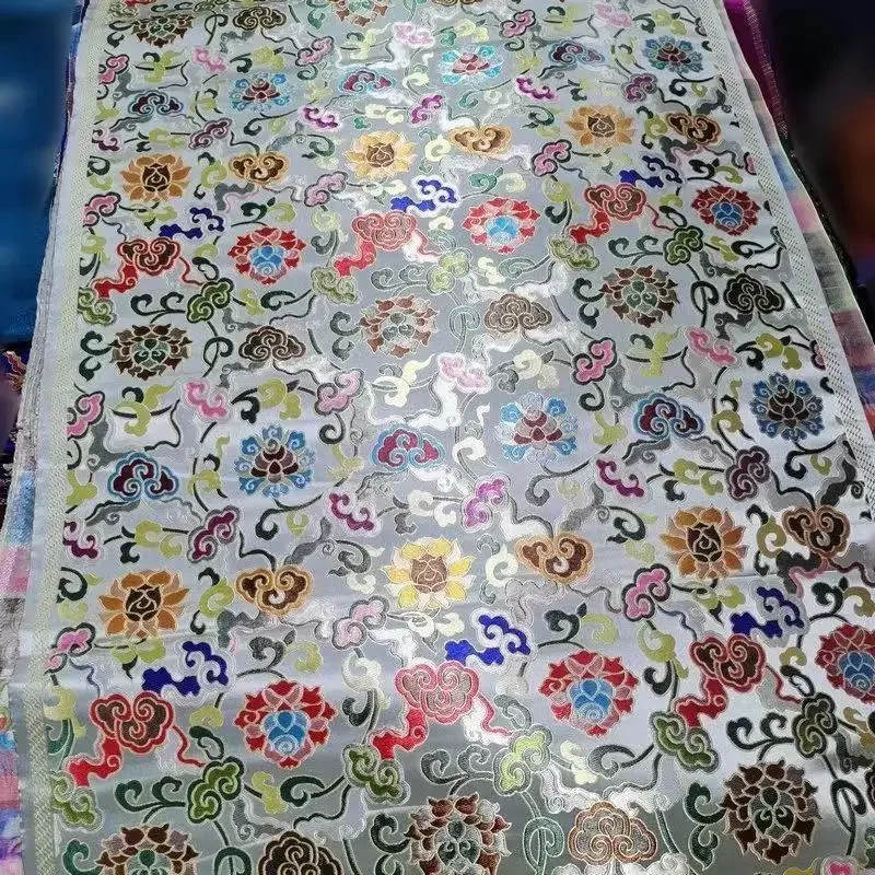 New Jacquard Lotus Auspicious Cloud Pattern Thickened Fabric for Buddha Terrace Fabric and Buddha Hall Decoration Fabric